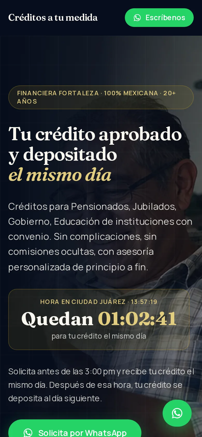 Sitio web móvil de Crédito a tu Medida
