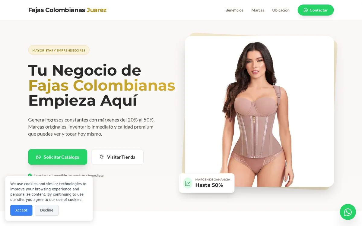 Sitio web de Fajas Colombianas Juárez